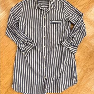 Striped Blue and White Womens sleep shirt small